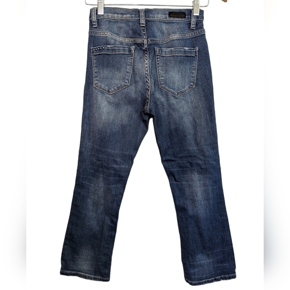 Blank NYC Distressed Straight Leg Jeans Women’s Size 26 Dark Wash Mid Rise - Picture 2 of 9